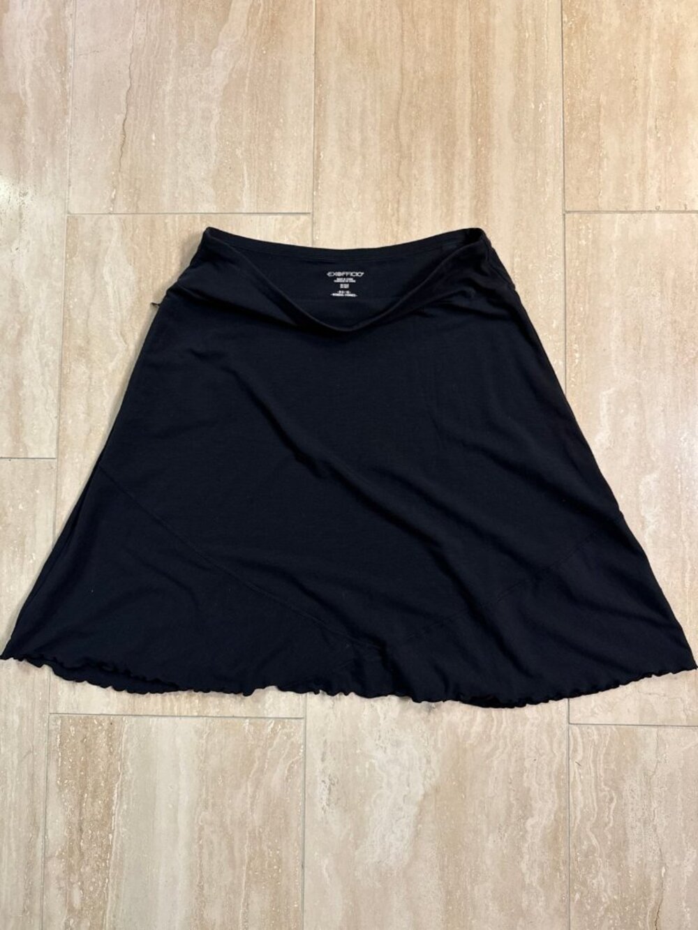 ExOficcio Travel Skirt w/ ZIPPER Pocket, Black, sz Med